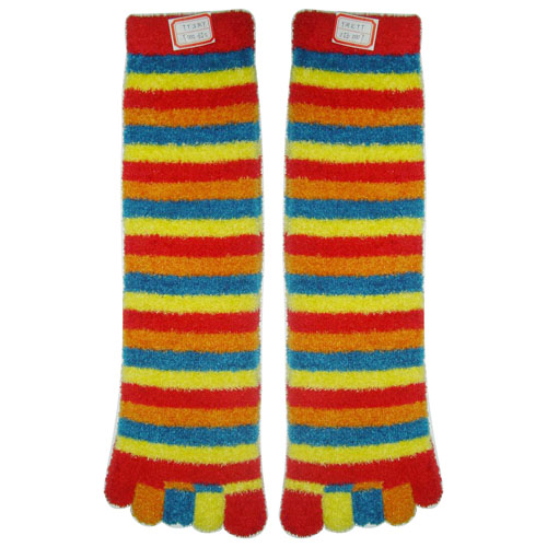 Clorized Stripe Five Toes Plumy Socks